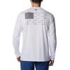 imageColumbia Mens Terminal Tackle PFG Fish Flag Long Sleeve Shirt DiscontinuedWhiteCity Grey Bass Lures
