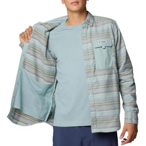 imageColumbia Mens PFG Uncharted Over ShirtCrushed Blue Lunar Stripe