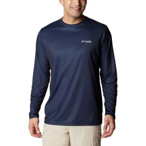 imageColumbia Mens Terminal Tackle PFG Fish Flag Long Sleeve Shirt DiscontinuedCollegiate NavyWhite Alaska Fish