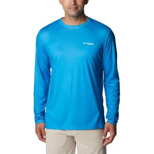 imageColumbia Mens Terminal Tackle PFG Fish Flag Long Sleeve Shirt DiscontinuedCompass BlueWhite Offshore Fish