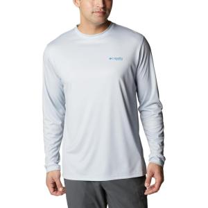 imageColumbia Mens Terminal Tackle PFG Fish Flag Long Sleeve Shirt DiscontinuedCool GreyDeep Marine Trout Flies