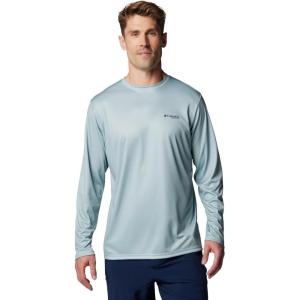 imageColumbia Mens Terminal Tackle PFG Fish Flag Long Sleeve Shirt DiscontinuedCrushed BlueFaded Peach Trout  Flies