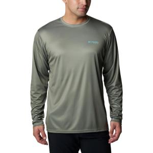 imageColumbia Mens Terminal Tackle PFG Fish Flag Long Sleeve Shirt DiscontinuedCypressOpal Blue Bass Lures