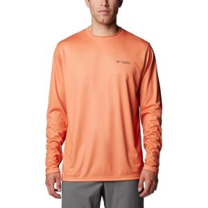 imageColumbia Mens Terminal Tackle PFG Fish Flag Long Sleeve Shirt DiscontinuedDusty OrangeDeep Olive