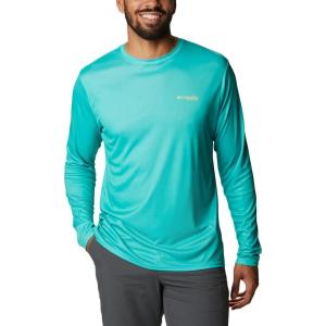 imageColumbia Mens Terminal Tackle PFG Fish Flag Long Sleeve Shirt DiscontinuedElectric TurquoiseSun Glow