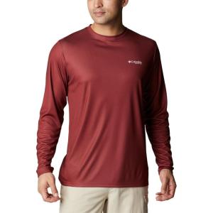 imageColumbia Mens Terminal Tackle PFG Fish Flag Long Sleeve Shirt DiscontinuedRed JasperWhite Bass Lures