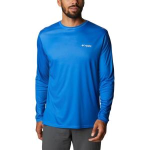 imageColumbia Mens Terminal Tackle PFG Fish Flag Long Sleeve Shirt DiscontinuedVivid BlueFl Fish