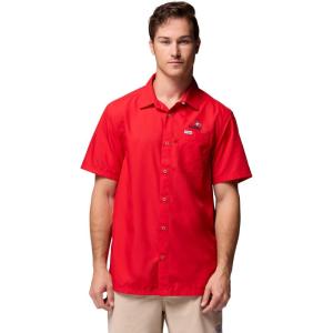 imageColumbia Mens Collegiate Slack Tide Camp ShirtUga  Bright Red