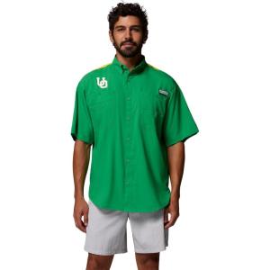 imageColumbia Mens Collegiate Tamiami Colorblock Short Sleeve ShirtUo  Fuse GreenYellow Glo