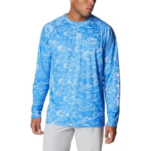 imageColumbia Mens PFG Terminal Tackle PFG Hooks Fill Long Sleeve ShirtHarbor Blue Contour Fish Print