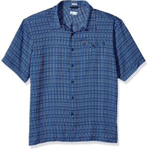 imageColumbia Mens Declination Trail II Short Sleeve Shirt UV Protection Active FitCollegiate Navy Stripe