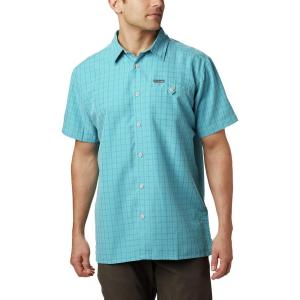 imageColumbia Mens Declination Trail II Short Sleeve Shirt UV Protection Active FitIceberg Mini Plaid