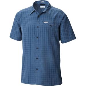 imageColumbia Mens Declination Trail II Short Sleeve Shirt UV Protection Active FitImpulse Blue Plaid